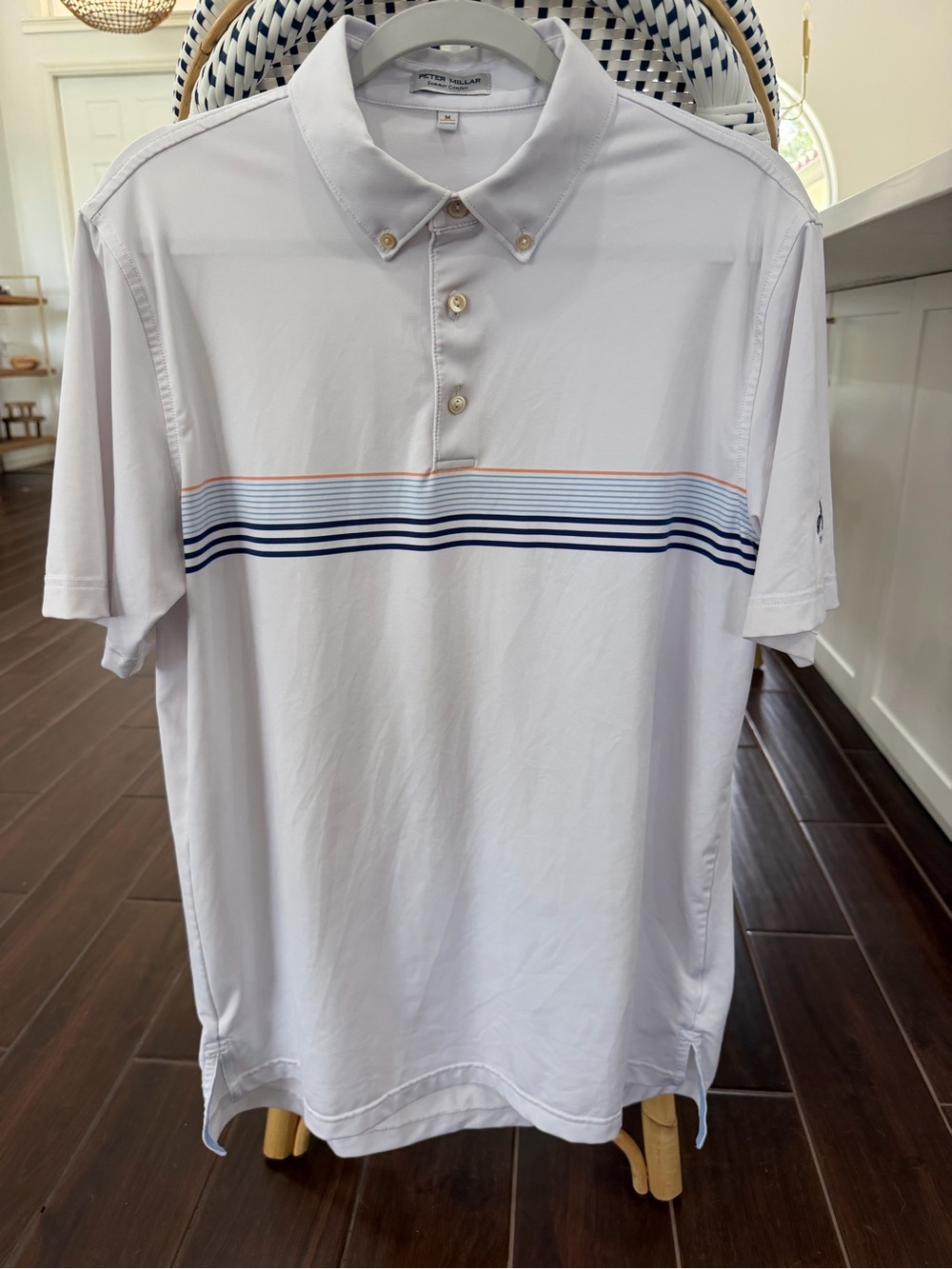 Peter Millar Summer Comfort Polo Shirt Medium White Manchester Country Club 1923